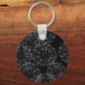 Abstrakte Frühlingsblumen in Schwarz-Weiß Schlüsselanhänger (Vorderseite)