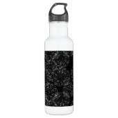 Abstrakte Frühlingsblumen in Schwarz-Weiß Trinkflasche (Vorderseite)