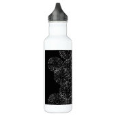 Abstrakte Frühlingsblumen in Schwarz-Weiß Trinkflasche (Links)