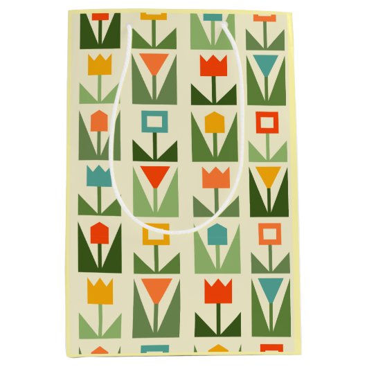 Abstrakte Frühlingsblumen Mittlere Geschenktüte (Vorderseite)