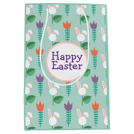 Abstrakte Frühlingsblumen Ostern Mittlere Geschenktüte (Vorderseite)