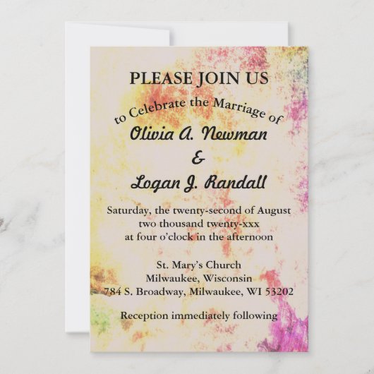 Abstrakte Frühlingsfarben erweitern das Foto Einladung (Vorderseite)