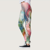 Abstrakte Frühlingsfarben Wirbel Damenmode  Leggings (Links)