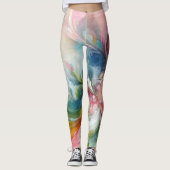 Abstrakte Frühlingsfarben Wirbel Damenmode  Leggings (Vorderseite)