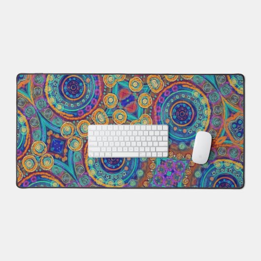 Abstrakte Fun farbenfrohe Muster Blau Moderne Schreibtischunterlage (Tastatur & Maus)