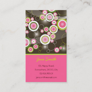 Abstrakte Fun Retro Funky Pink Circles Visitenkart Visitenkarte