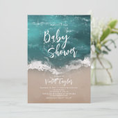Abstrakte funkelnde Moody Ocean Beach Baby Dusche Einladung (Stehend Vorderseite)