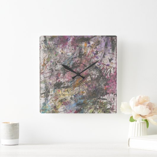 Abstrakte Funky-Colorful Wall Clock Quadratische Wanduhr (Zuhause)