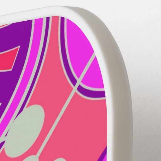 Abstrakte, funky, rosa, lila und weiße Geoformen. Pickleball Schläger (Linke Seite)