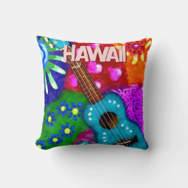 Abstrakte Funky Ukulele Floral Tropical Aquamarin  Kissen