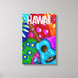 Abstrakte Funky Ukulele Floral Tropical Aquamarin  Leinwanddruck