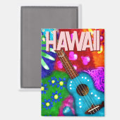 Abstrakte Funky Ukulele Floral Tropical Aquamarin  Magnet (Vorderseite/Rückseite)