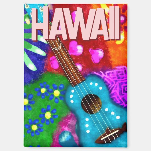 Abstrakte Funky Ukulele Floral Tropical Aquamarin  Magnet (Vorderseite)