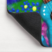 Abstrakte Funky Ukulele Floral Tropical Aquamarin  Mousepad (Ecke)