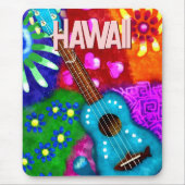 Abstrakte Funky Ukulele Floral Tropical Aquamarin  Mousepad (Vorne)