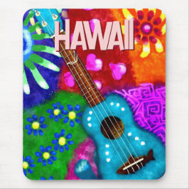 Abstrakte Funky Ukulele Floral Tropical Aquamarin  Mousepad