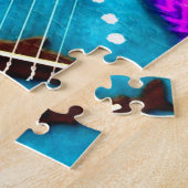 Abstrakte Funky Ukulele Floral Tropical Aquamarin  Puzzle (Seite)