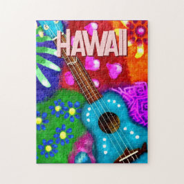 Abstrakte Funky Ukulele Floral Tropical Aquamarin  Puzzle