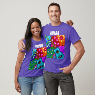 Abstrakte Funky Ukulele Floral Tropical Aquamarin  T-Shirt