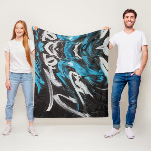 Abstrakte Fusion: Farbspritzer und dynamische Lini Fleecedecke