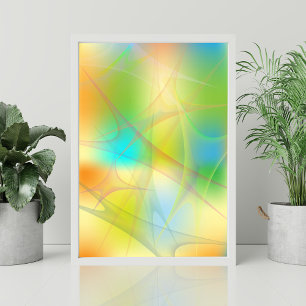 Abstrakte futuristische Neon-Grün-Aquamarin-Gelbbl Poster