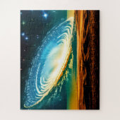 Abstrakte Galaxie über den Wüstenplanet im Kosmos Puzzle (Vertikal)