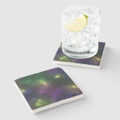 Abstrakte Galaxien-Konstellationen Digitale Kunst: Steinuntersetzer (Seitenansicht)