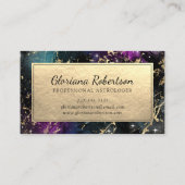 Abstrakte Galaxy Lila Aquamarin Blue Gold Overlays Visitenkarte (Rückseite)