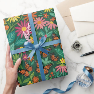 Abstrakte Gänseblümchen Schmetterlinge  Geschenkpapier