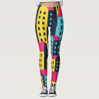 Abstrakte Gebäude Landschaft Vintag Leggings