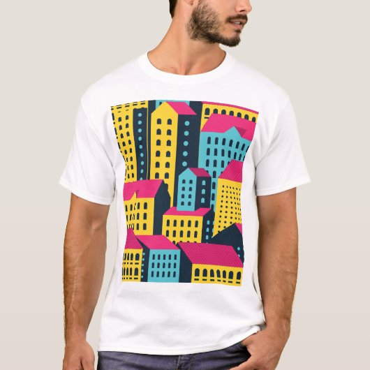 Abstrakte Gebäude Landschaft Vintag T-Shirt (Vorderseite)