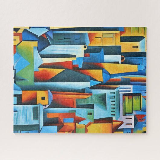 Abstrakte Gebäude Stadtbild Wolkenkratzer Kunst, D Puzzle (Horizontal)