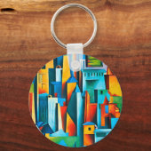 Abstrakte Gebäude Stadtbild Wolkenkratzer Kunst, D Schlüsselanhänger (Vorderseite)