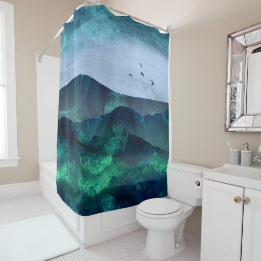 Abstrakte Gebirgslandschaftsdigital-Kunst Duschvorhang (Beispiel)