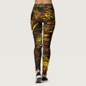 Abstrakte gebogene große Bänder in goldfarbenen bi Leggings (Rückseite)