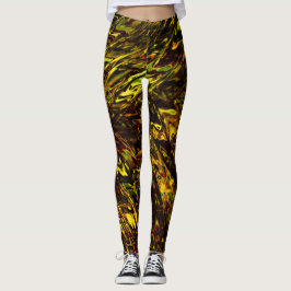 Abstrakte gebogene große Bänder in goldfarbenen bi Leggings