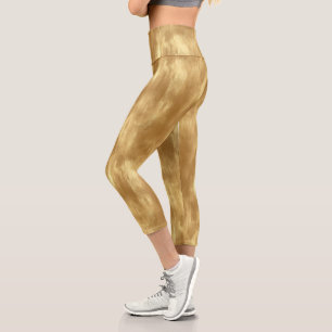Abstrakte gebürstete Goldtextur Capri Leggings
