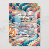 Abstrakte Geburtstagsparty von Wavy Art Einladung (Vorne/Hinten)