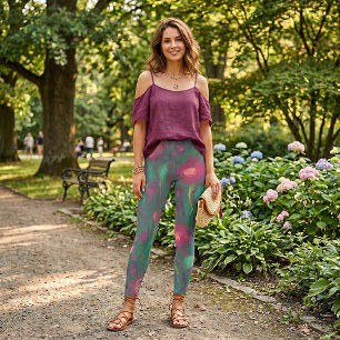 Abstrakte gedämpfte rote Rosen Leggings