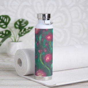 Abstrakte gedämpfte rote Rosen Trinkflasche