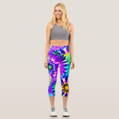 Abstrakte Gefärbte Krawatte Adire Muster Capri Leggings (Vorderseite)