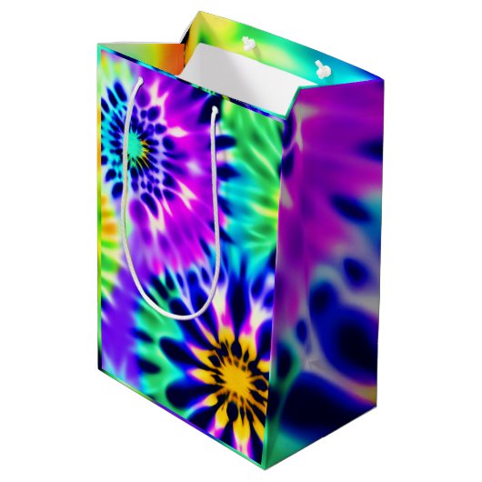 Abstrakte Gefärbte Krawatte Adire Muster Mittlere Geschenktüte (Rückseite Schrägansicht)