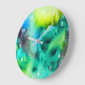 Abstrakte gefärbte Krawatte aus blaugrünem Marmor Große Wanduhr (Winkel)