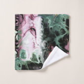 Abstrakte gefärbte Krawatte aus grauem und rosa Ma Badhandtuch Set (Waschlappen)