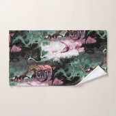 Abstrakte gefärbte Krawatte aus grauem und rosa Ma Badhandtuch Set (Handtuch)