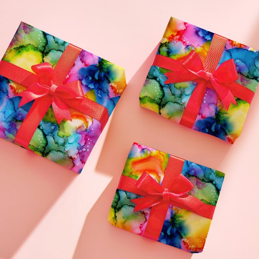 Abstrakte Gefärbte Krawatte des Regenbogens Geschenkpapier Set