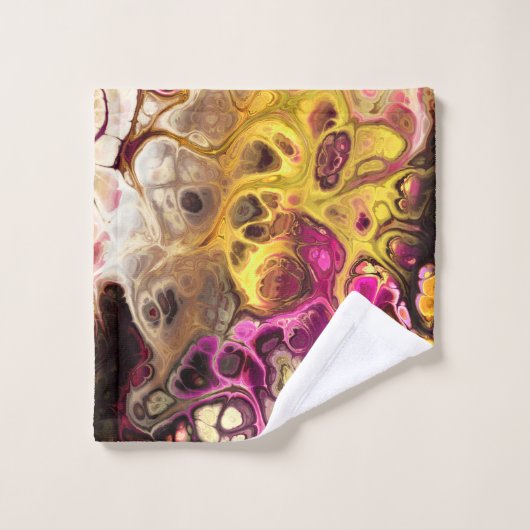 Abstrakte gefärbte Krawatte in Rosa und Gelb Badhandtuch Set (Waschlappen)