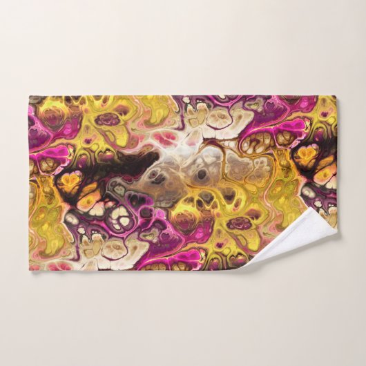 Abstrakte gefärbte Krawatte in Rosa und Gelb Badhandtuch Set (Handtuch)