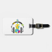 Abstrakte Geige mit Kopfhörern und Musik Gepäckanhänger (Vorderseite horizontal)