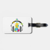 Abstrakte Geige mit Kopfhörern und Musik Gepäckanhänger (Rückseite horizontal)